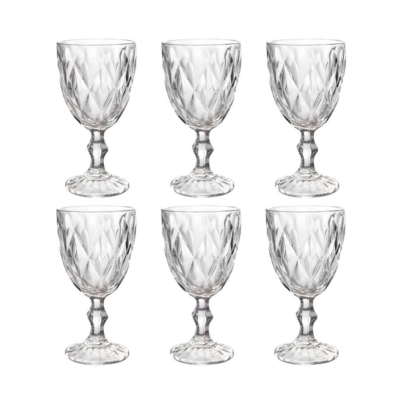 Conjunto com 6 Taças de Vidro Lapidadas - 235 ml