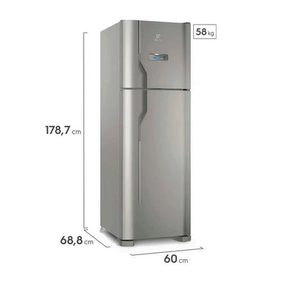 GELADEIRA ELECTROLUX FROST FREE 371 LITROS TURBO CONGELAMENTO DUPLEX 127V INOX DFX41