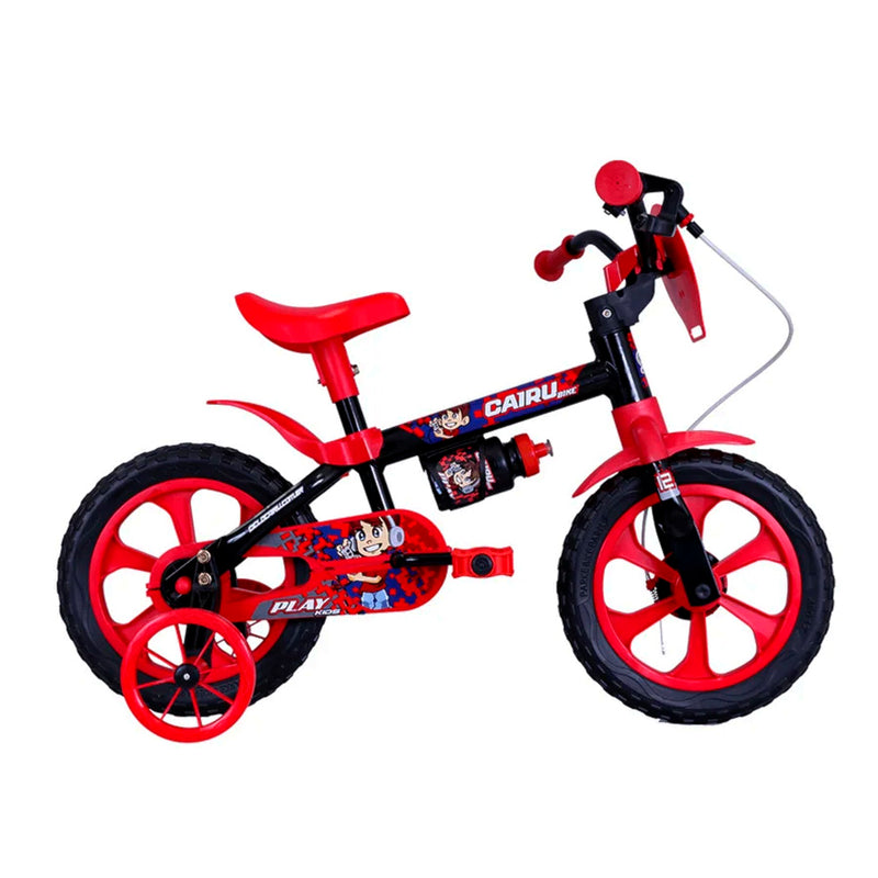 Bicicleta Aro 12 Masculina Play Kids Preto/Vermelho - Cairu