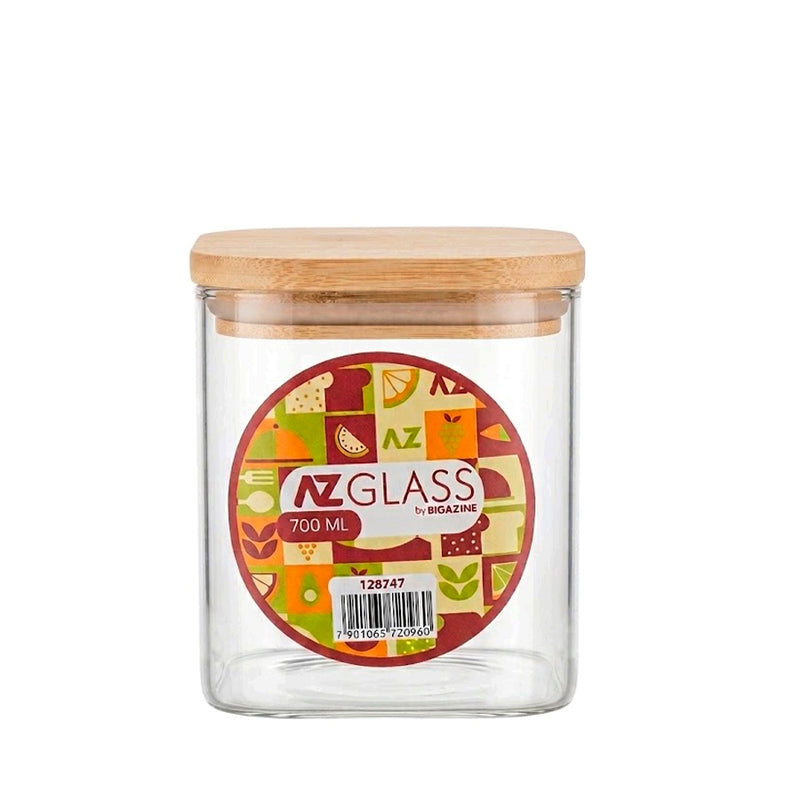 Pote Hermético de Vidro com Tampa de Bambu AZ Glass - 700ml
