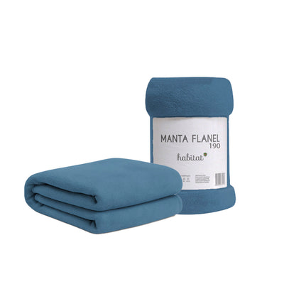 Manta Flanel Habitat Casal - Azul