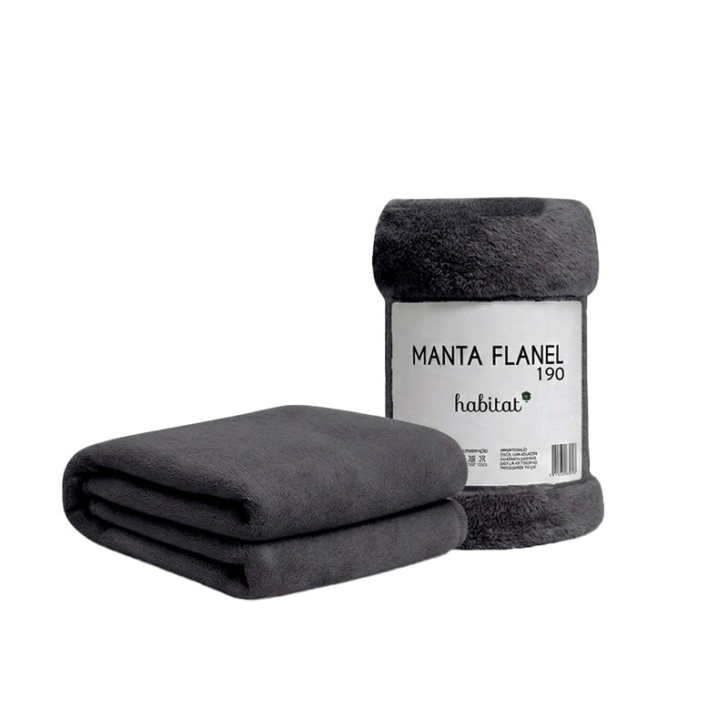Manta Flanel Habitat Casal - Cinza