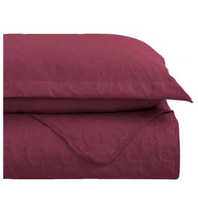 Colcha Habitat Queen Flora 7 Vinho 3 Peças