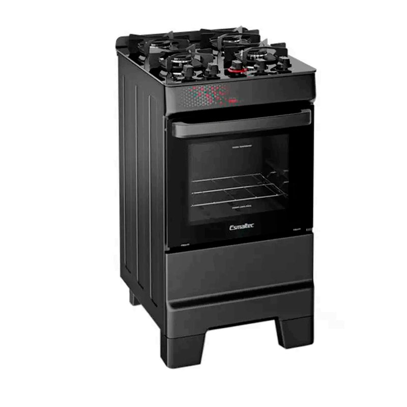 Fogão Esmaltec Ideal Top 4 Bocas Automático Mesa de Vidro - Preto - Bivolt