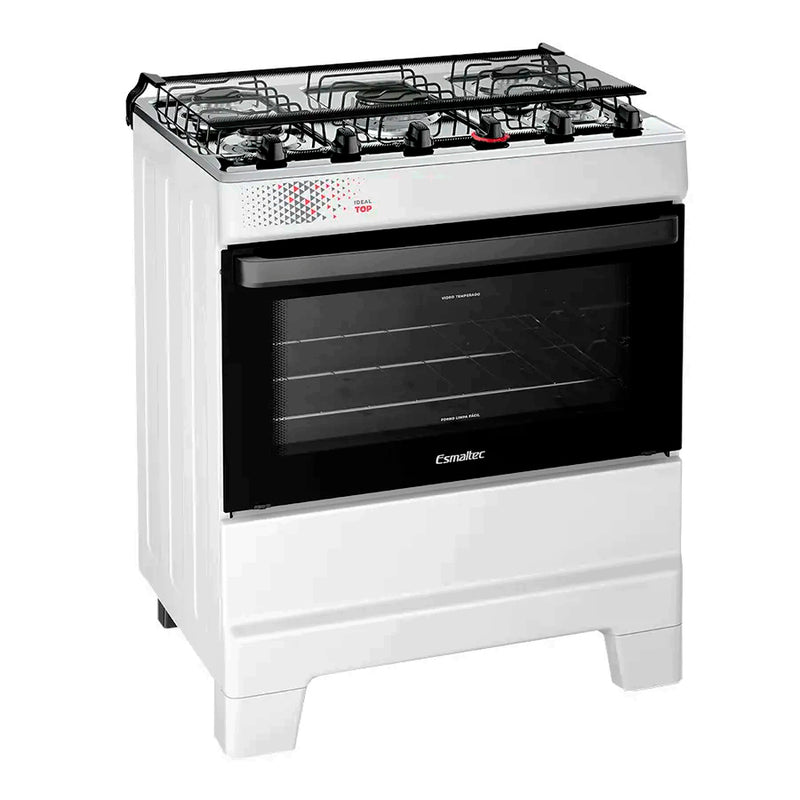 Fogao Esmaltec Ideal Piso 5 Bocas Com Mesa De Aco Inox e Acendimento Automatico Branco