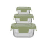 Conjunto 3 Peças Pote de Vidro Quadrado Green Life - 310ml, 520ml e 800ml
