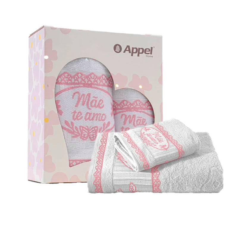 Jogo de Toalhas 2 Peças dia das Mães Appel Home Branco