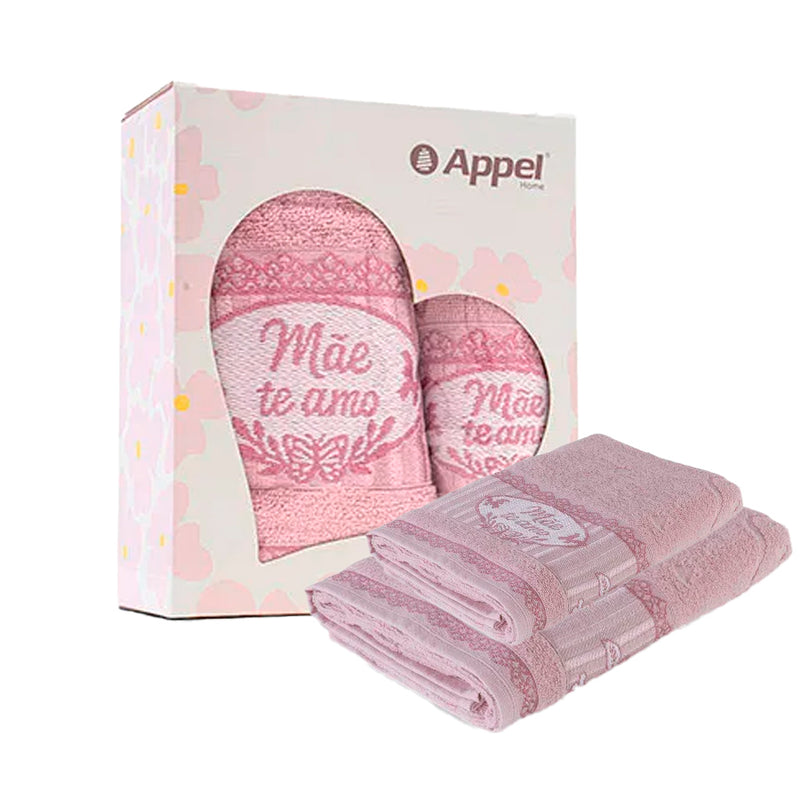 Jogo de Toalhas 2 Peças dia das Mães Appel Home  Rosa Liz