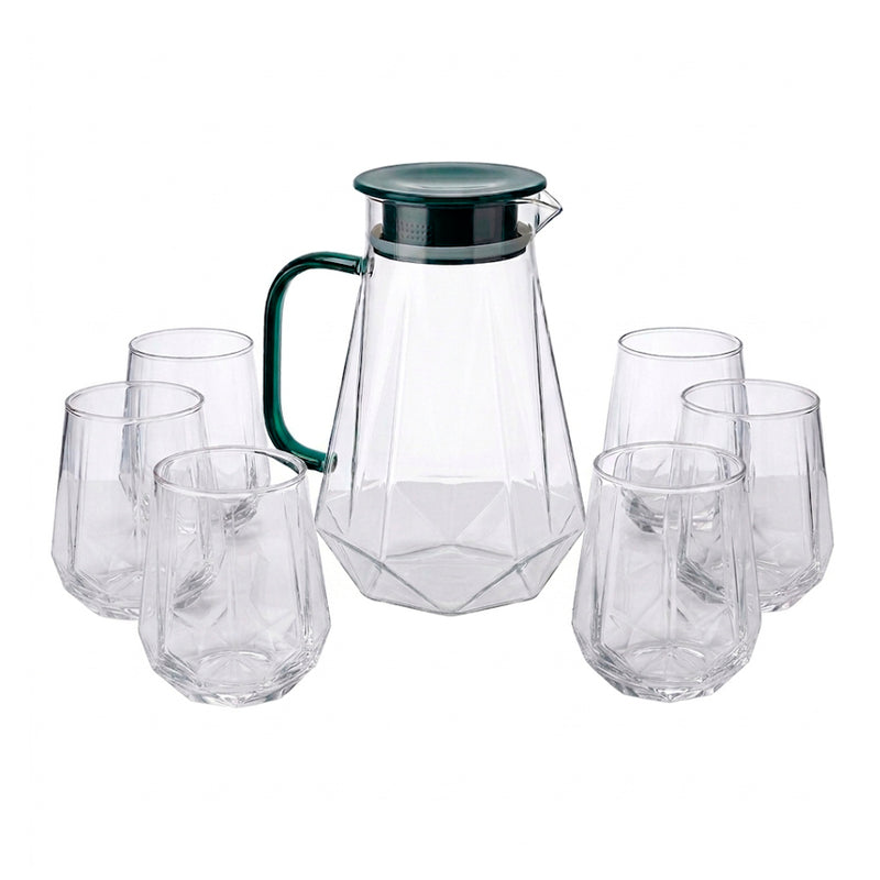 Jogo de Jarra com 6 Copos em Vidro