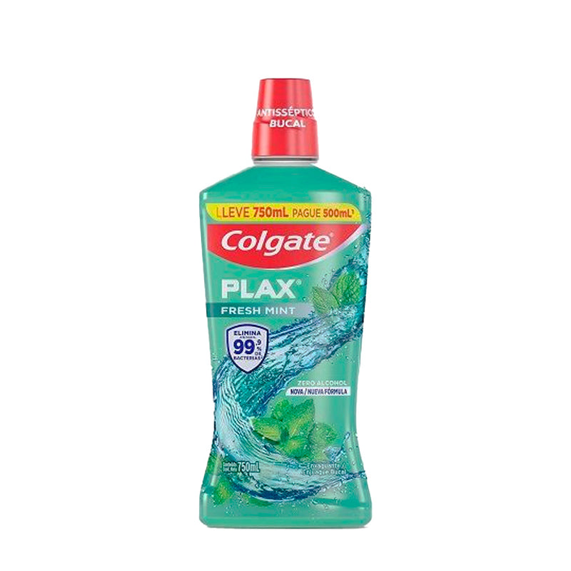 Enxaguante Bucal Colgate Plax Fresh Mint Leve 750ml Pague 500ml