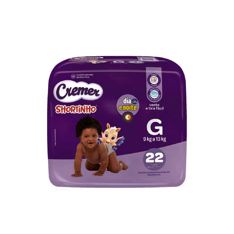Fralda Calça Descartável Infantil Cremer Shortinho Mega G  - 22 Unidades