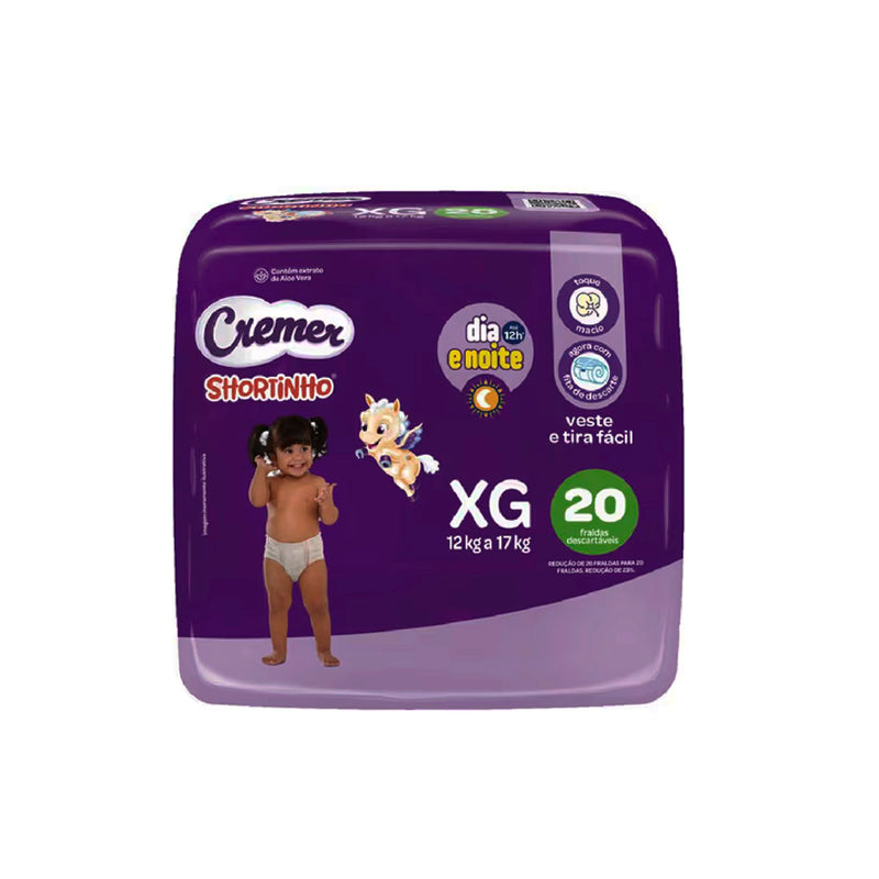 Fralda Calça Descartável Infantil Cremer Shortinho XG  - 20 Unidades