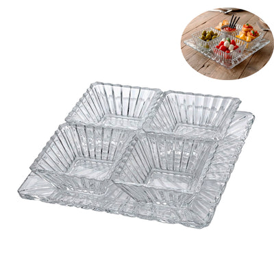 Jogo de Petisqueira de Vidro  Pieza Deli 27cm - 5 Peças