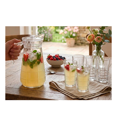 Jogo Jarra de Vidro Lírios 1,7L com 6 Copos 278ml