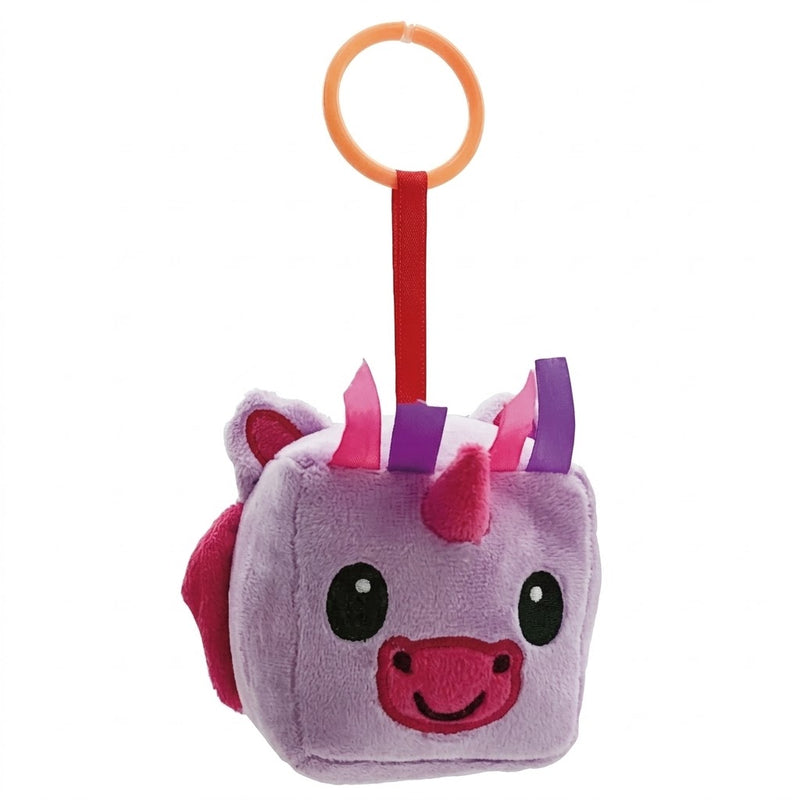 Chocalho de Pelúcia Unicórnio Cubo com Argola - Pais e Filhos