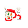 Caneca Natalina de Cerâmica com Tampa e Colher - 300ml