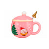 Caneca Natalina Bola de Cerâmica com Tampa e Colher Decorativa