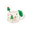 Caneca Natalina de Cerâmica com Laço e Colher – 300ml