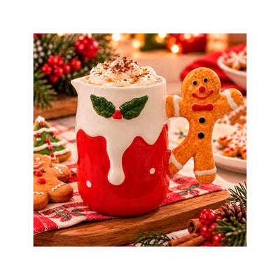 Leiteira Cookie Natalino de Cerâmica - 500ml