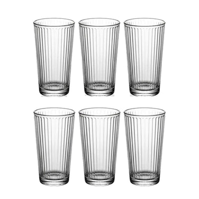 Jogo de Copos de Vidro Canelado 6 Peças - 400ml