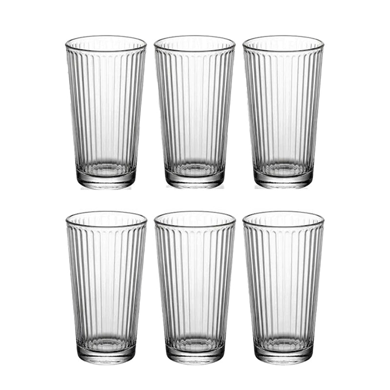 Jogo de Copos de Vidro Canelado 6 Peças - 400ml