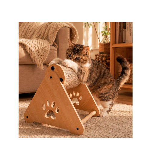 Arranhador Para Gatos Rolo Giratório Sisal Madeira Premium Patinha
