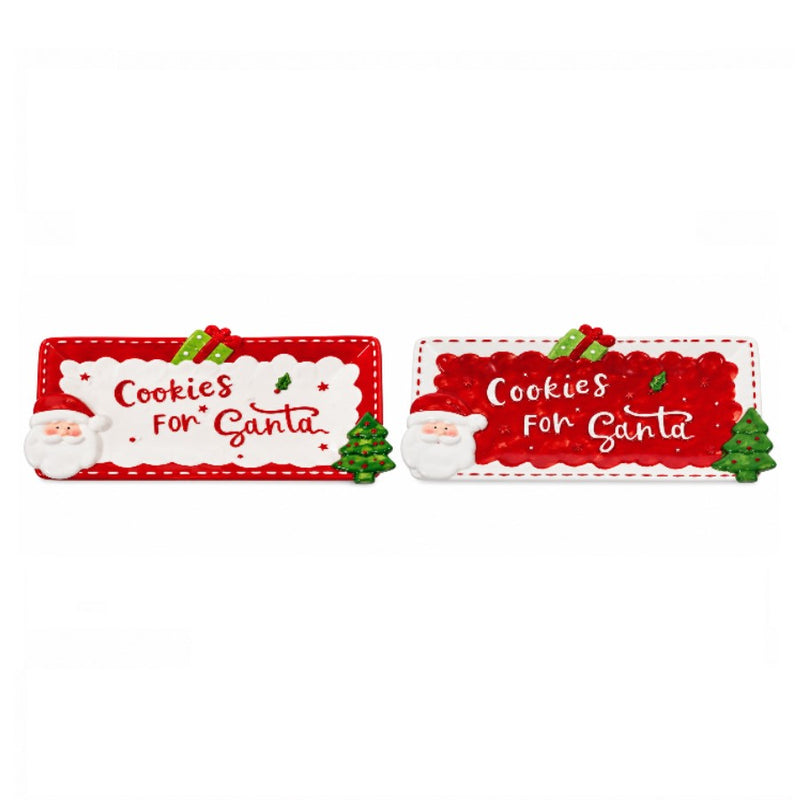 Prato Retangular Cerâmica Natalino Cookies for Santa Modelos Sortidos 31x16 cm - 1 Unidade