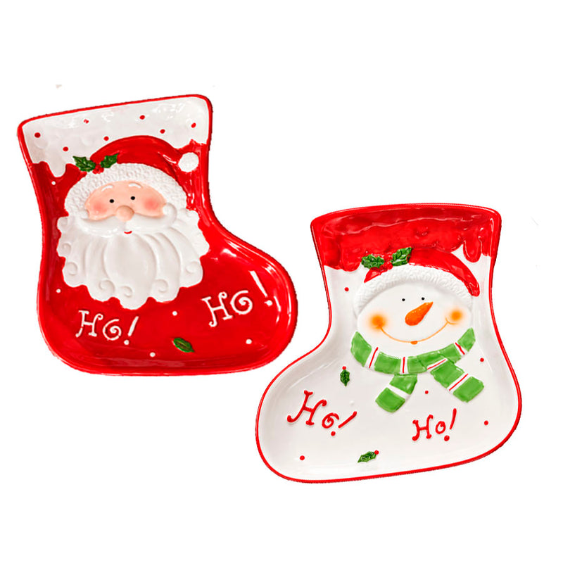 Prato Travessa de Cerâmica Bota de Natal Modelos Sortidos 1 Unidade - 25x20cm