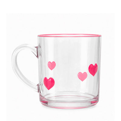 Xícara de Vidro com Coração Rosa