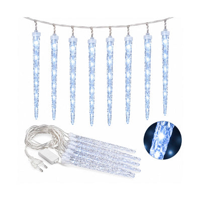 Pisca LED Chuva de Gelo 3 Metros Com 8 Bastões  - Branco Frio