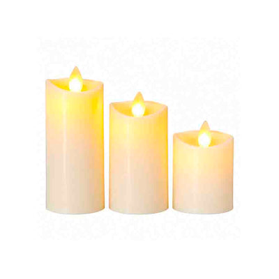 Conjunto de Velas Artificiais LED de Plástico - 3 Peças