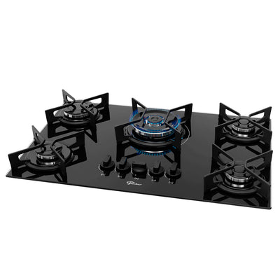 Cooktop a Gás Fischer 5 Bocas Fit Line Tripla Chama Trempe Iron