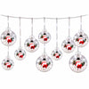 Cascata de Luz LED Natalina com 10 Bolas Decoradas Personagens Sortidos - LED Branca Fria (3m x 60cm)