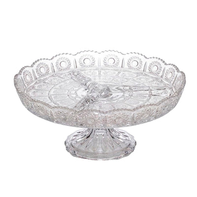 Petisqueira de Vidro com Pé Flor Lapidado - 19,5 cm