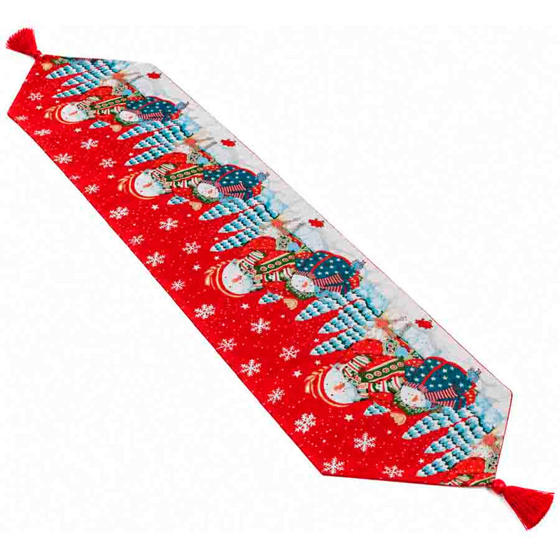 Caminho de Mesa Jacquard Natalino Boneco de Neve - 33x178cm