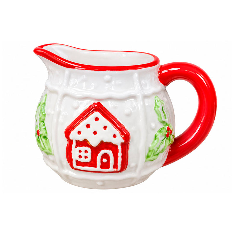 Leiteira de Cerâmica Branca com Relevo Natalino - 300ml