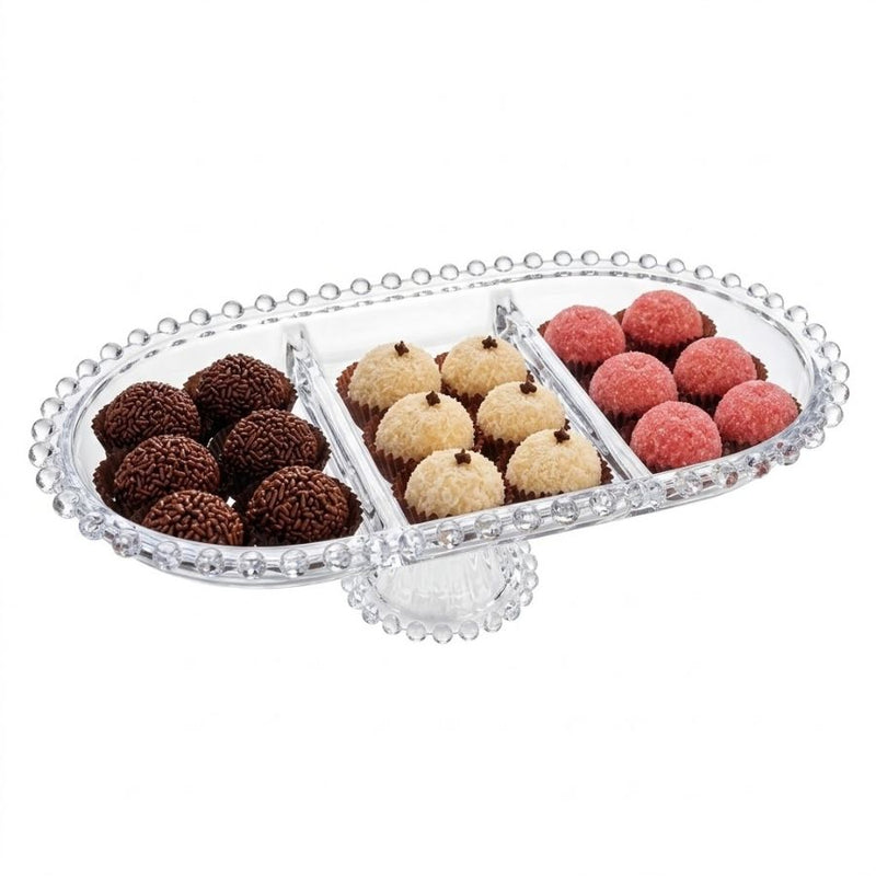 Doceira Cristal Retangular Bolinha - 29cm