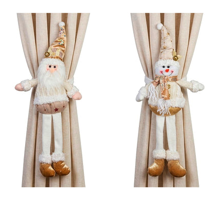 Boneco Suspenso Natal Dourado e Branco Papai Noel ou Boneco de Neve -1 Unidade (55cm)