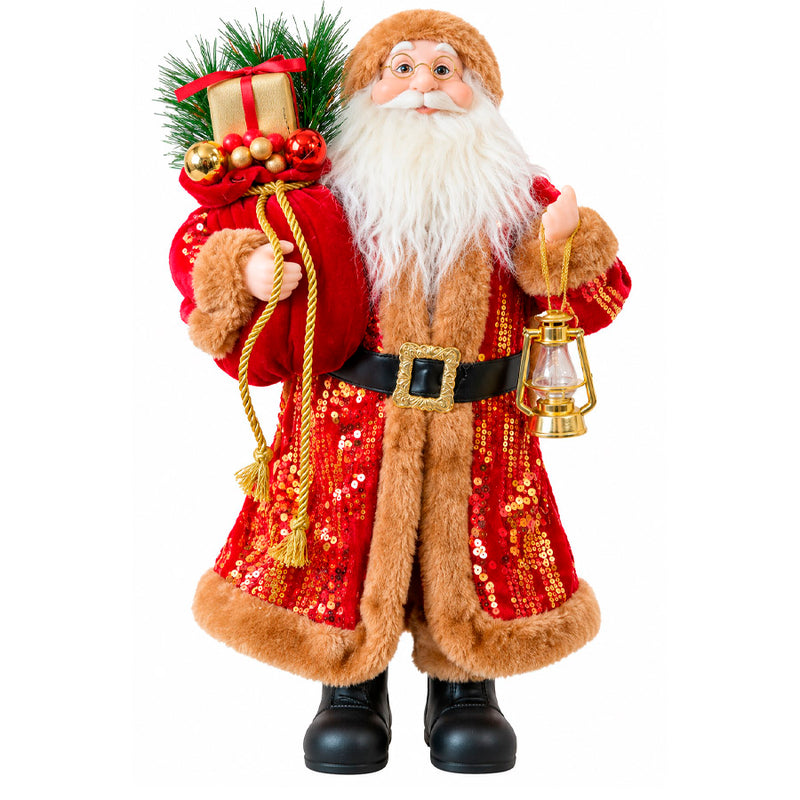 Papai Noel Decorativo com Lanterna - 45 cm