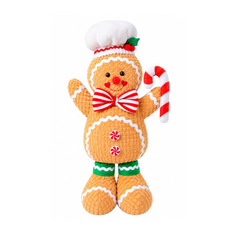 Boneco de Natal Cookie Wafle Retrátil com Bengala e Chapéu de Chef 35 a 50cm