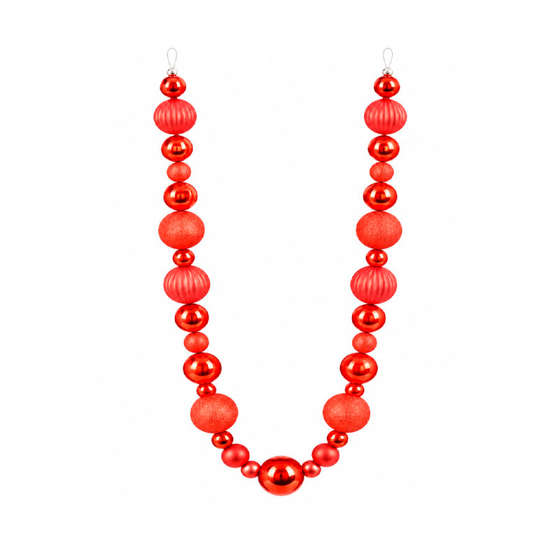 Cordão de Bolas Natalino Decorativo Vermelho - 1,8 m