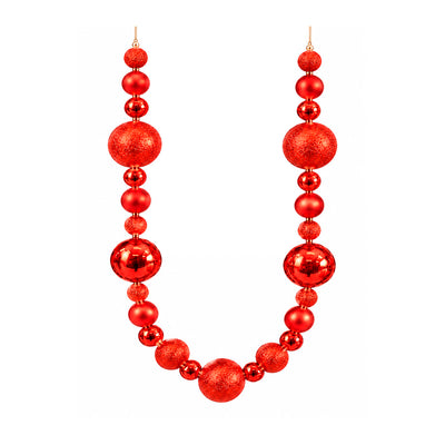 Cordão de Bolas Natalino Decorativo Vermelho - 1,7 m
