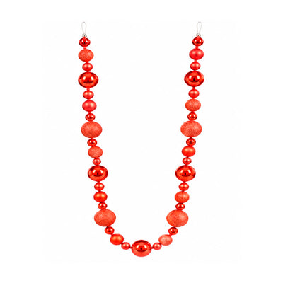 Cordão de Bolas Natalino Decorativo Vermelho - 1,65 m
