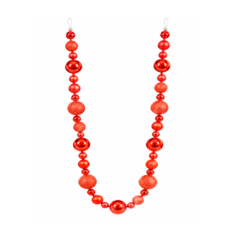 Cordão de Bolas Natalino Decorativo Vermelho - 1,65 m