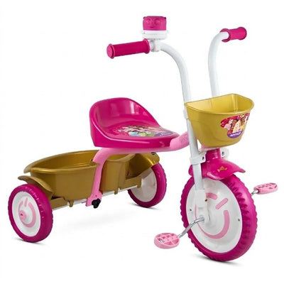 Triciclo Infantil Princesas Rosa e Dourado - Nathor