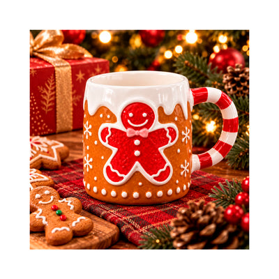 Caneca de Cerâmica Natalina Biscoito Gingerbread 3D