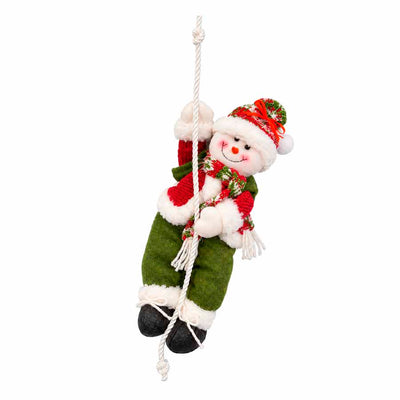 Boneco de Neve Escalador Decorativo Vermelho e Verde - 40cm