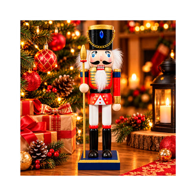 Boneco Quebra-Nozes Decorativo com Lança Dourada Natal - 25cm