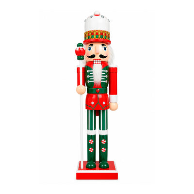 Boneco Quebra-Nozes Decorativo com Bastão e Cartola Branca - 38cm