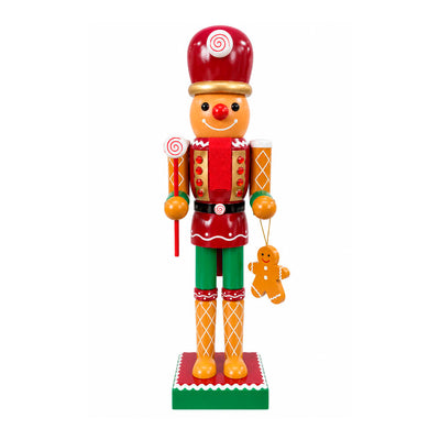 Boneco Quebra-Nozes Biscoito Gingerbread com Pirulito - 35cm